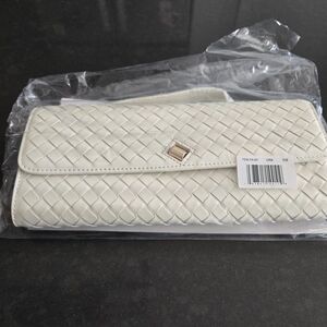Chic Cream Woven Clutch